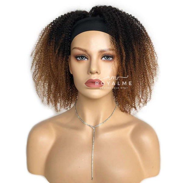 Alyssa Headband Wig Natural Black and Ombre Brown Short Curly