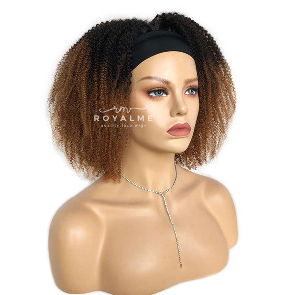 Alyssa Headband Wig Natural Black and Ombre Brown Short Curly