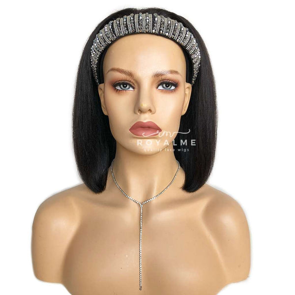 Finley Human Hair Head Band Wigs Yaki Bob Short Hair