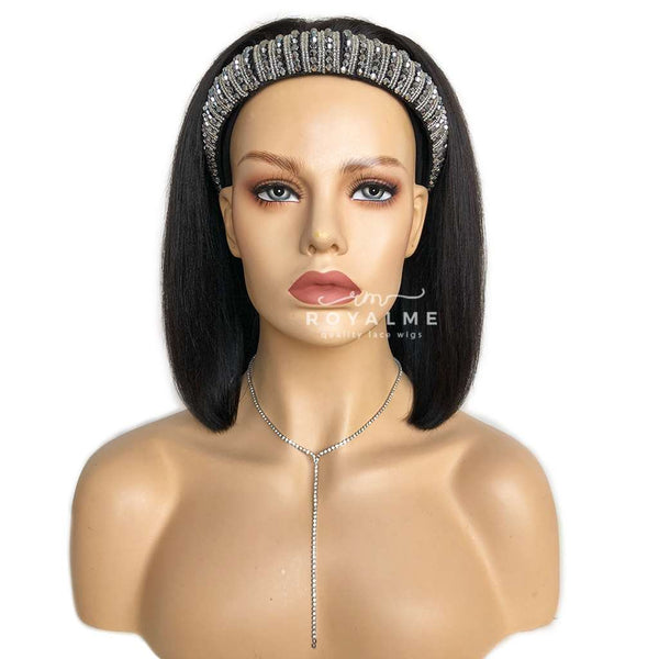 Finley Human Hair Head Band Wigs Yaki Bob Short Hair