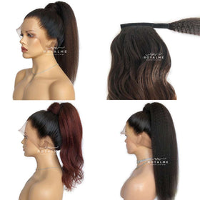 Kiera Long Ponytail Extension Kinky Straight Natural Black And Colored Hair