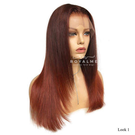 Emelia Long Red Wig Straight Human Hair Pre-Bleached