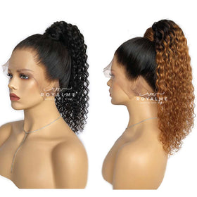 Chloe Natural Hair Ponytail Curly Human Hair Black And Colored Look